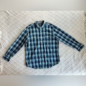 Nautica Men’s Vintage 100% Cotton Plaid Shirt. Blue/White. Size XL